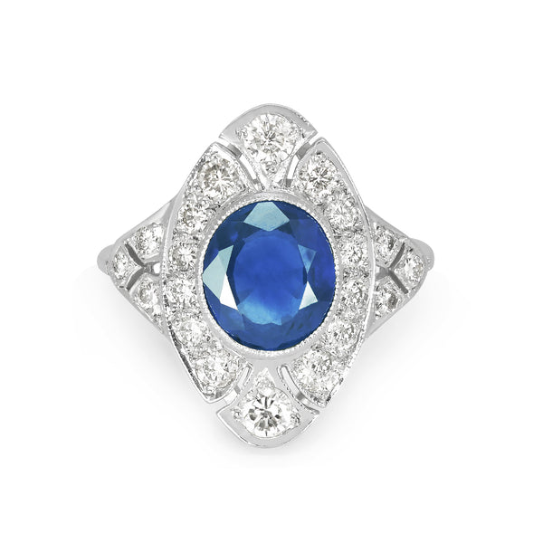 Diamond and sapphire hot sale art deco ring