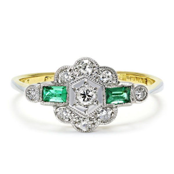Etta emerald and diamond Art Deco engagement ring – The Vintage Ring ...