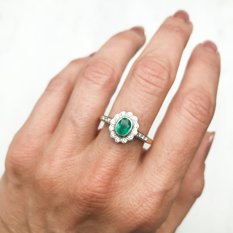 Antique Victorian Emerald Diamond Ring 3.07ct Emerald Dated 1900 With –  Antique Jewellery Online